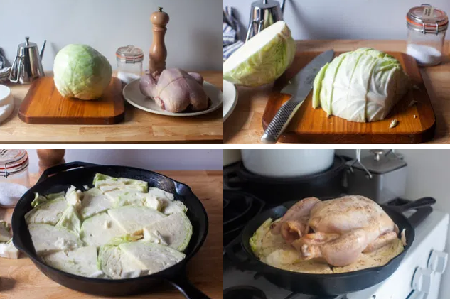 Жареный цыпленок с капустой шмальци