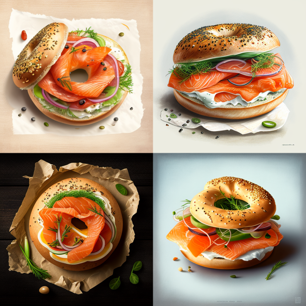 Бублик с копченым лососем