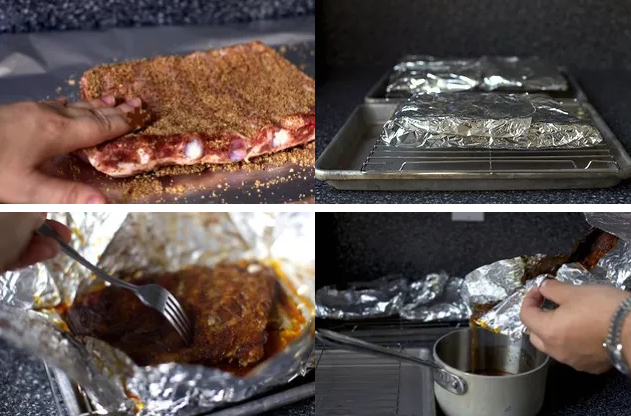 Сладкие и копченые ребрышки в духовке