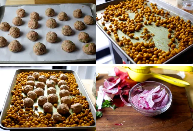 Фрикадельки на сковороде с хрустящим нутом с куркумой