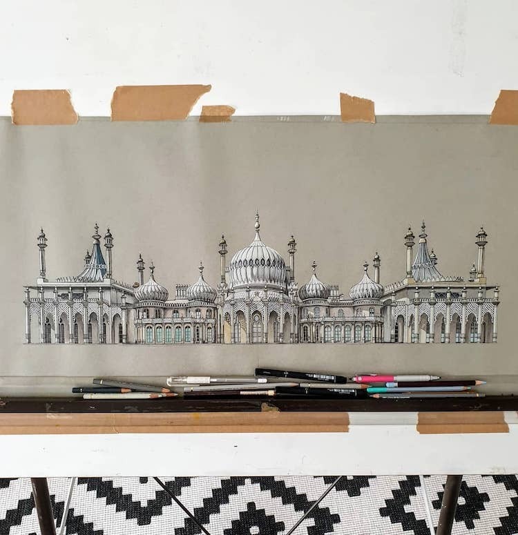 Феноменальный художник рисует сверхдетальные здания