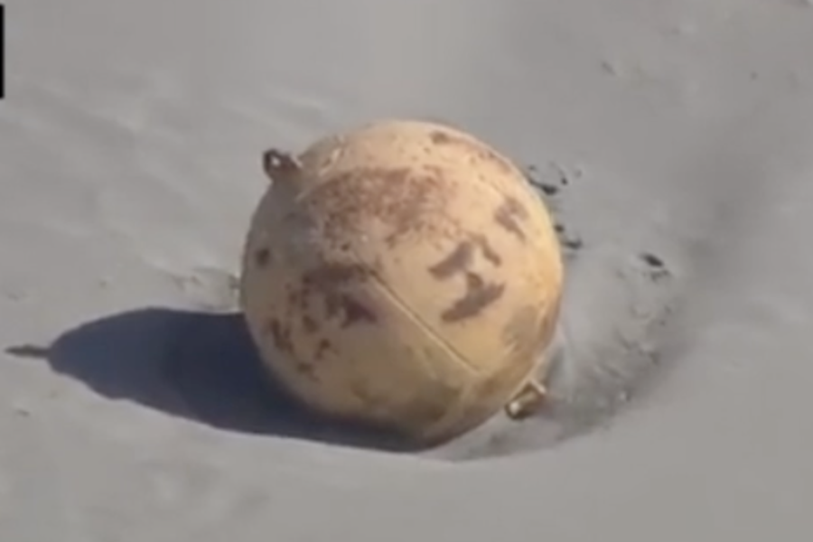 Японские чиновники расследуют загадочную сферу, выброшенную на берег.