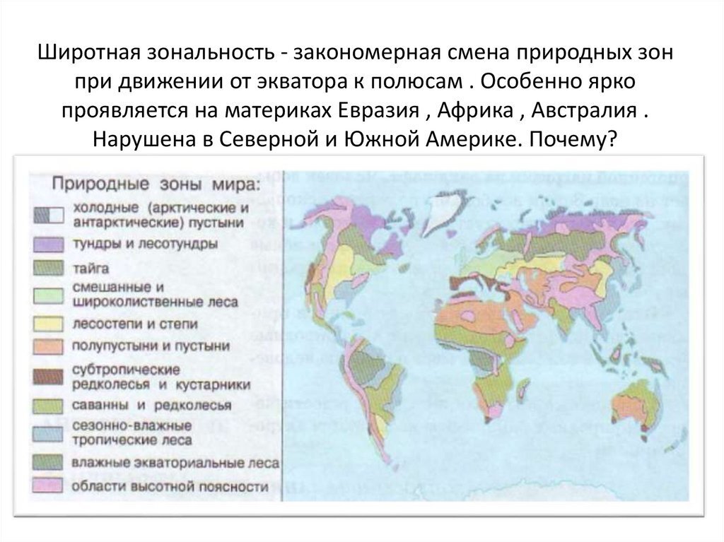 Африка это образец проявления широтной зональности да или нет