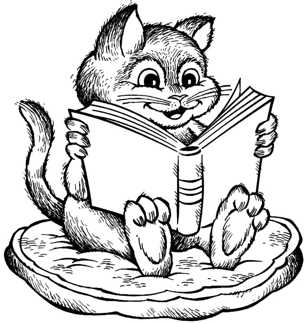 Кот и книга, добрая сказка о размышлениях.