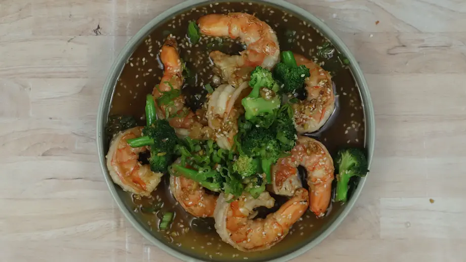 Кето Кунжут Креветки Stir Fry
