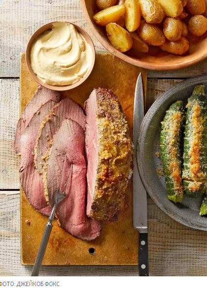 Жаркое из говядины в панко с цуккини Хассельбек.