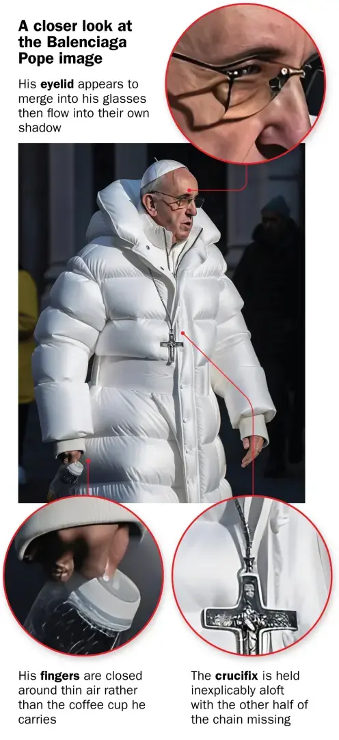 Как распознать сгенерированное искусственным интеллектом изображение, подобное "Папе Баленсиага"
