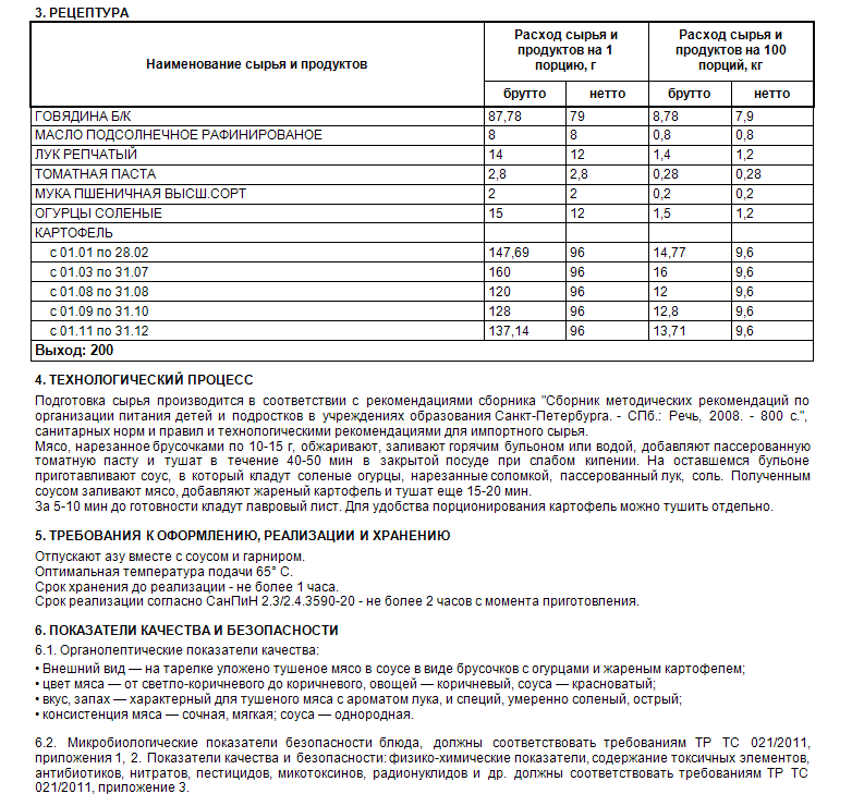 Блюдо азу по-татарски (рецепт)