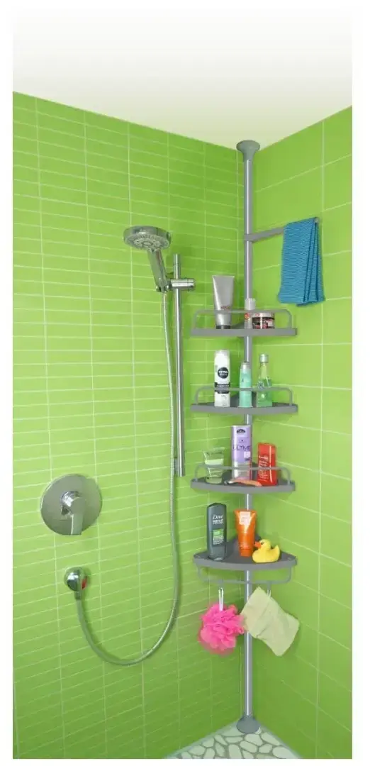 Удобная переносная угловая полка для душевой. Полка решит проблему хранения в большой семье!