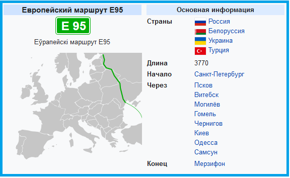 Трасса е 95 схема
