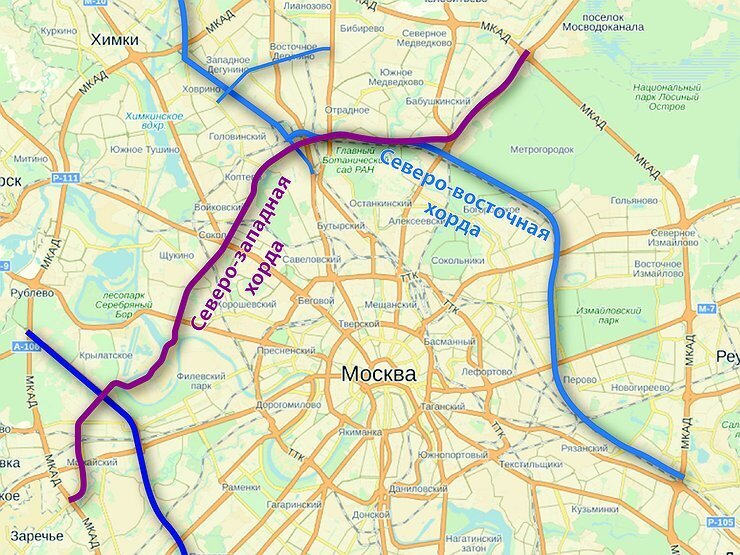 Карта хорд москвы