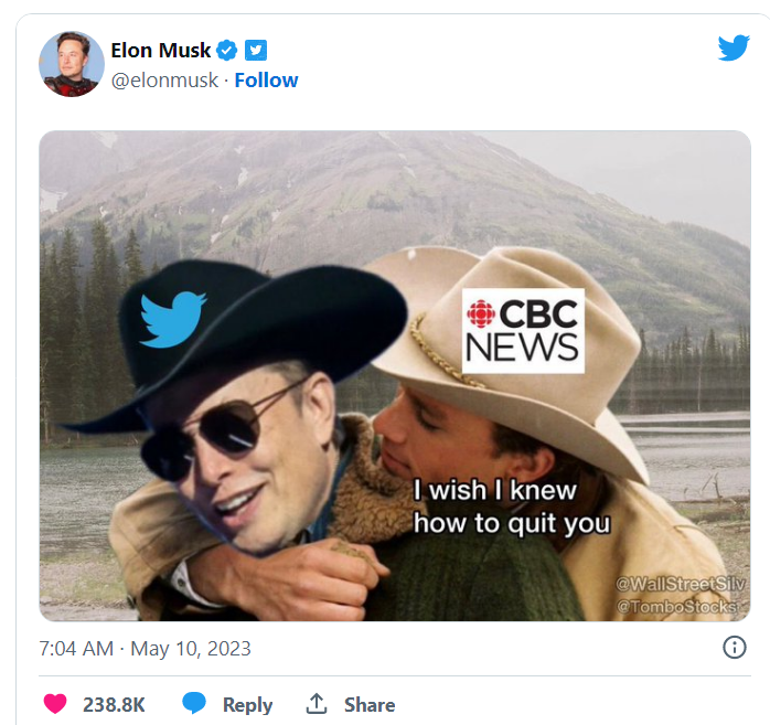 Маск высмеивает CBC после того, как он поклялся использовать Twitter для возвращения, чтобы "возобновить некоторую активность"