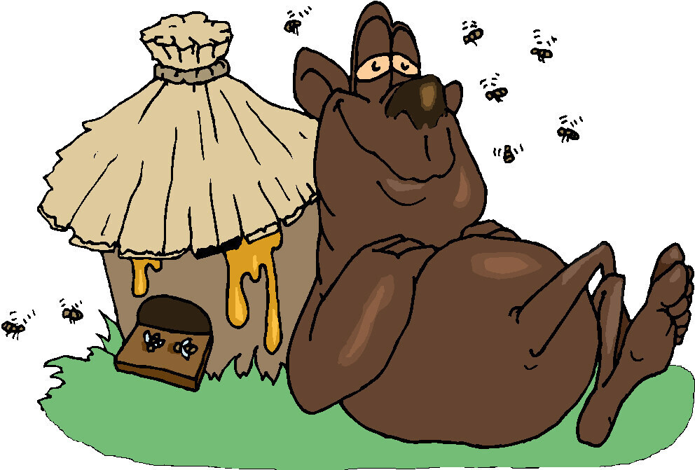 Медведя пчела мед. Медведь и пчелы. Медведь с медом. Медведь и улей. Мишка и улей.