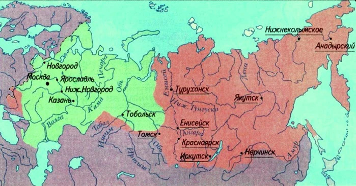 Территория россии в начале 17 века карта