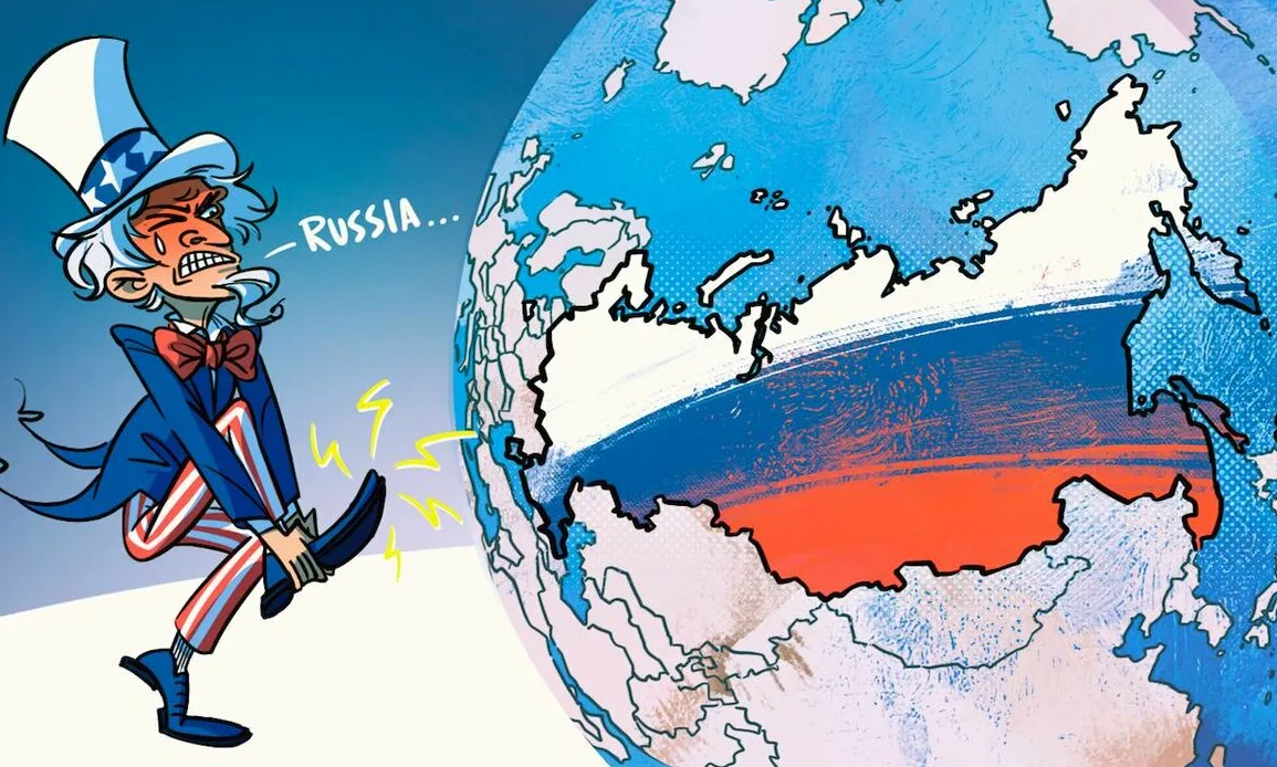 Запад против России. Россия против США. Геополитика России. Карикатура на Европу.