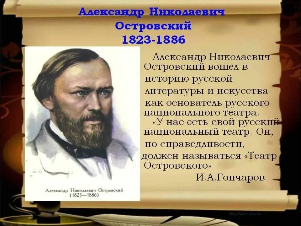 А н островский биография презентация 9 класс