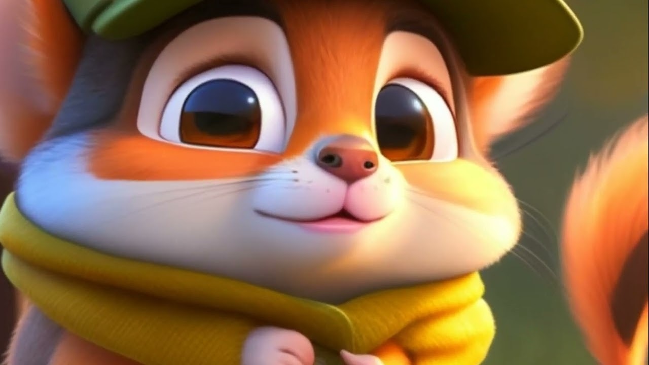 Нейросеть оживляет фото Маленькой белки нарисованной в Стиле Диснея