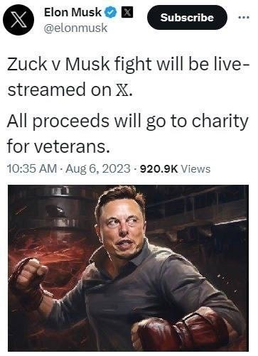 Исторический бой Цукерберга против Маска будет транслироваться в прямом эфире на платформе X (бывший Twitter)
