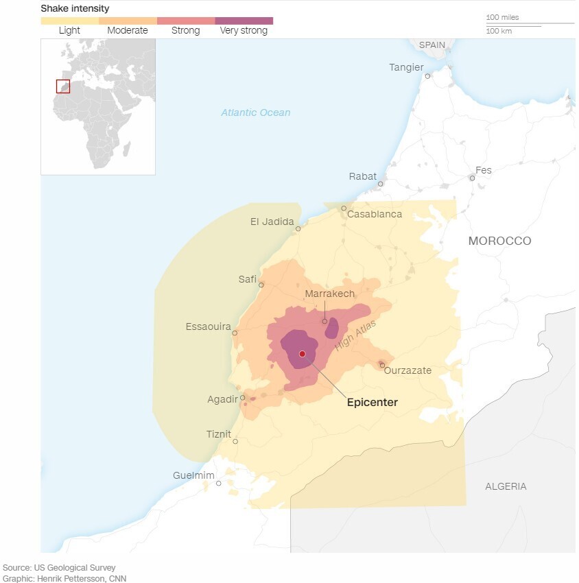 Спасатели пытаются найти выживших в Марокко после мощного землетрясения, унесшего жизни более 2000 человек