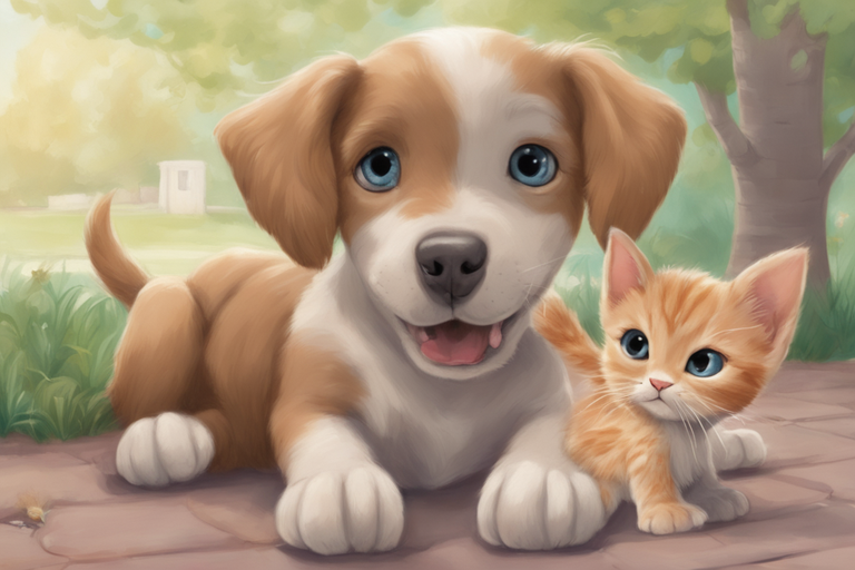 “Дружба щенка и котенка: фантастическая история”