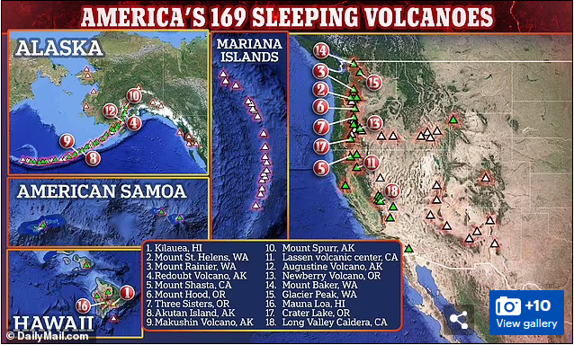 Живете ли вы в зоне вулканической опасности? 169 вулканов по всей Америке, включая 18 вулканов, представляющих "очень высокую" опасность