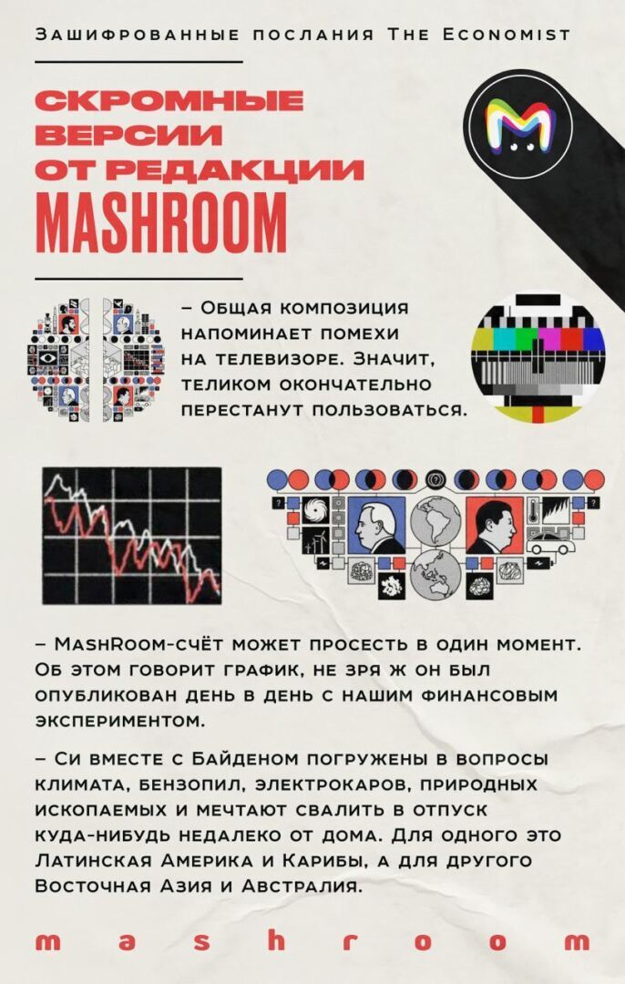 Популярный журнал The Economist 15 ноября 2023 года вышел с очередной своей ребусной обложкой с предсказаниями на 2024 год, какие у нее трактовки