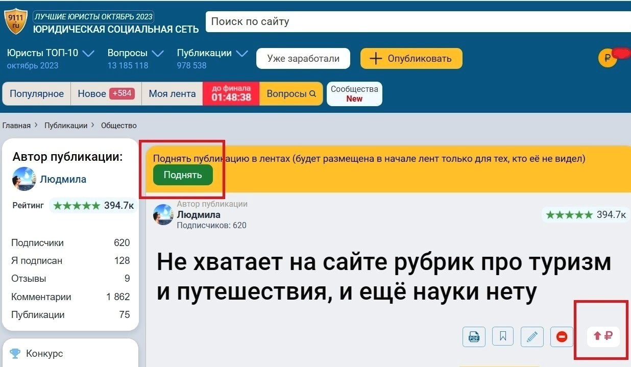 Платное продвижение публикации на сайте 9111.ru. Мой опыт