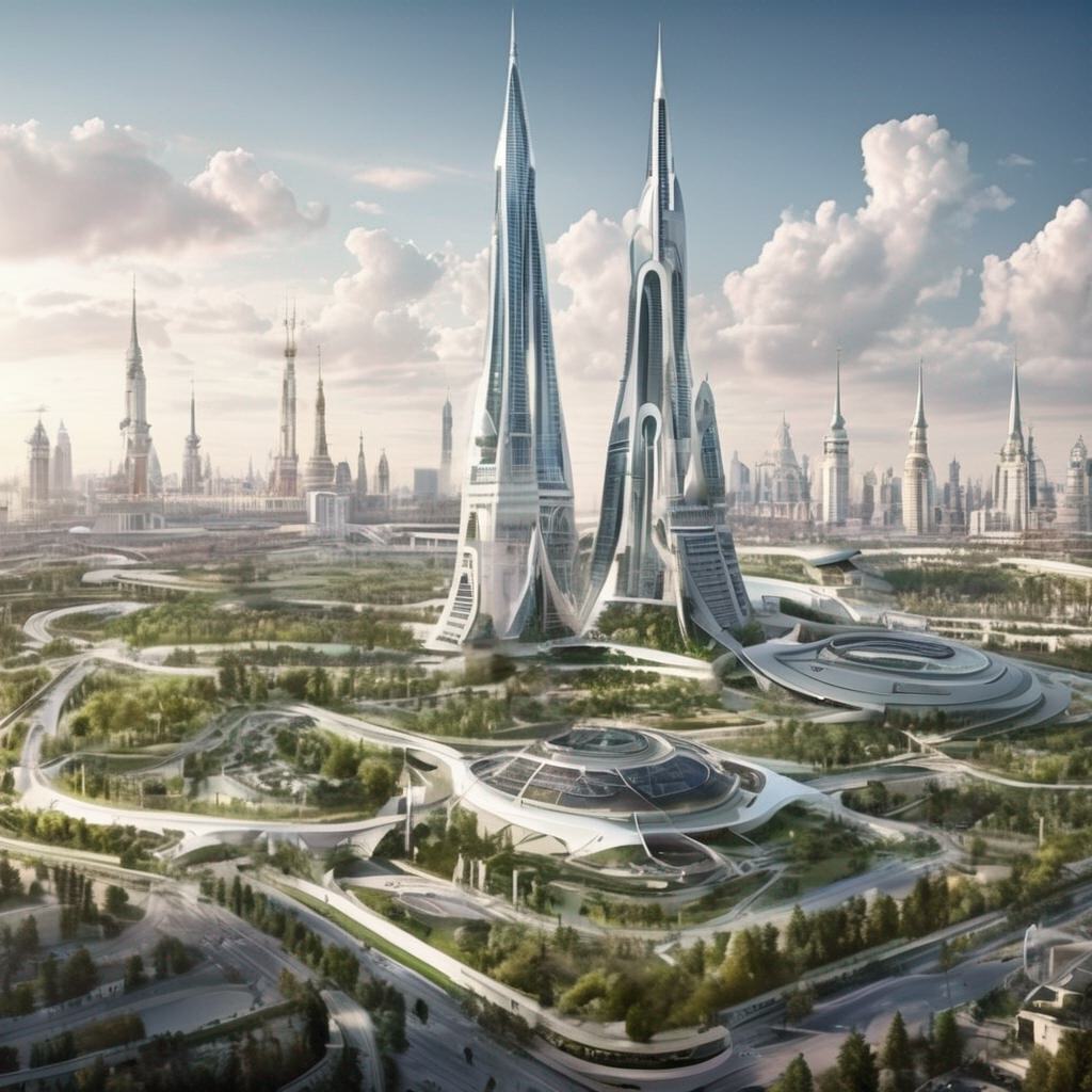 😎 Вы любите фантазировать? Давайте представим, как будет выглядеть столица России в будущем! Итак... Москва в 2050 году 🏰✅