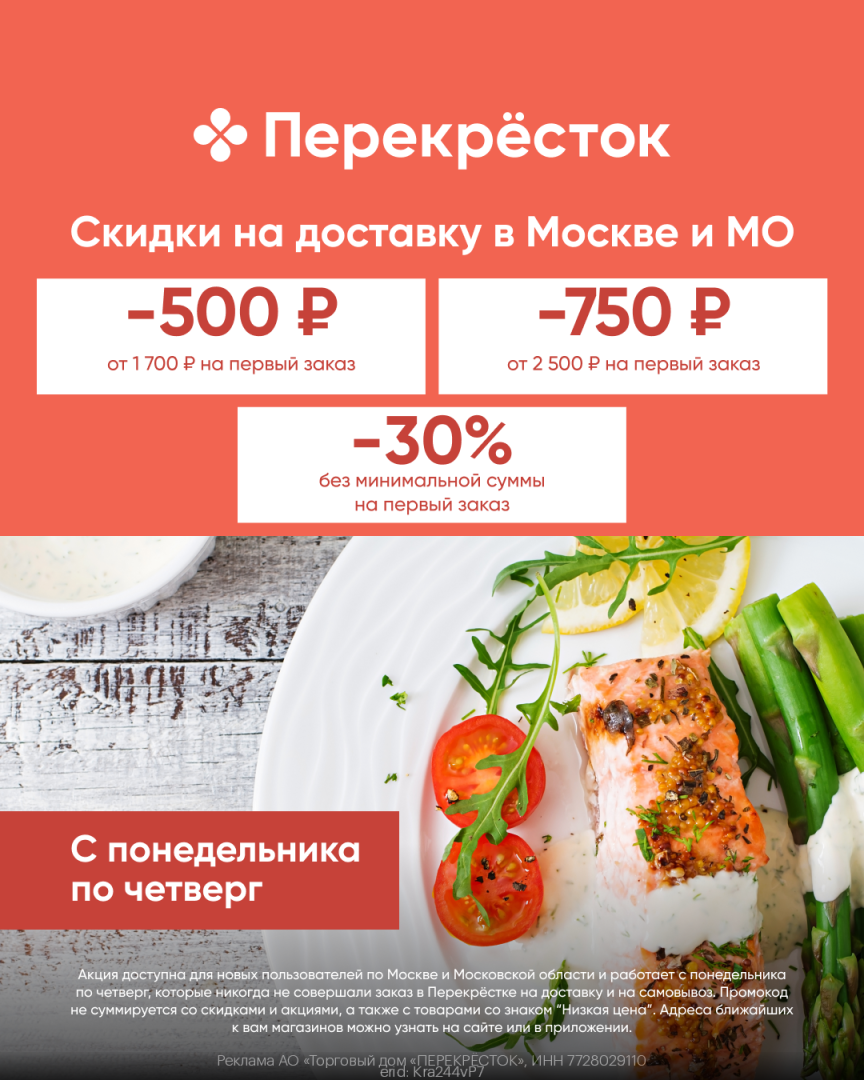 Промокоды Перекресток на скидку Декабрь 2023