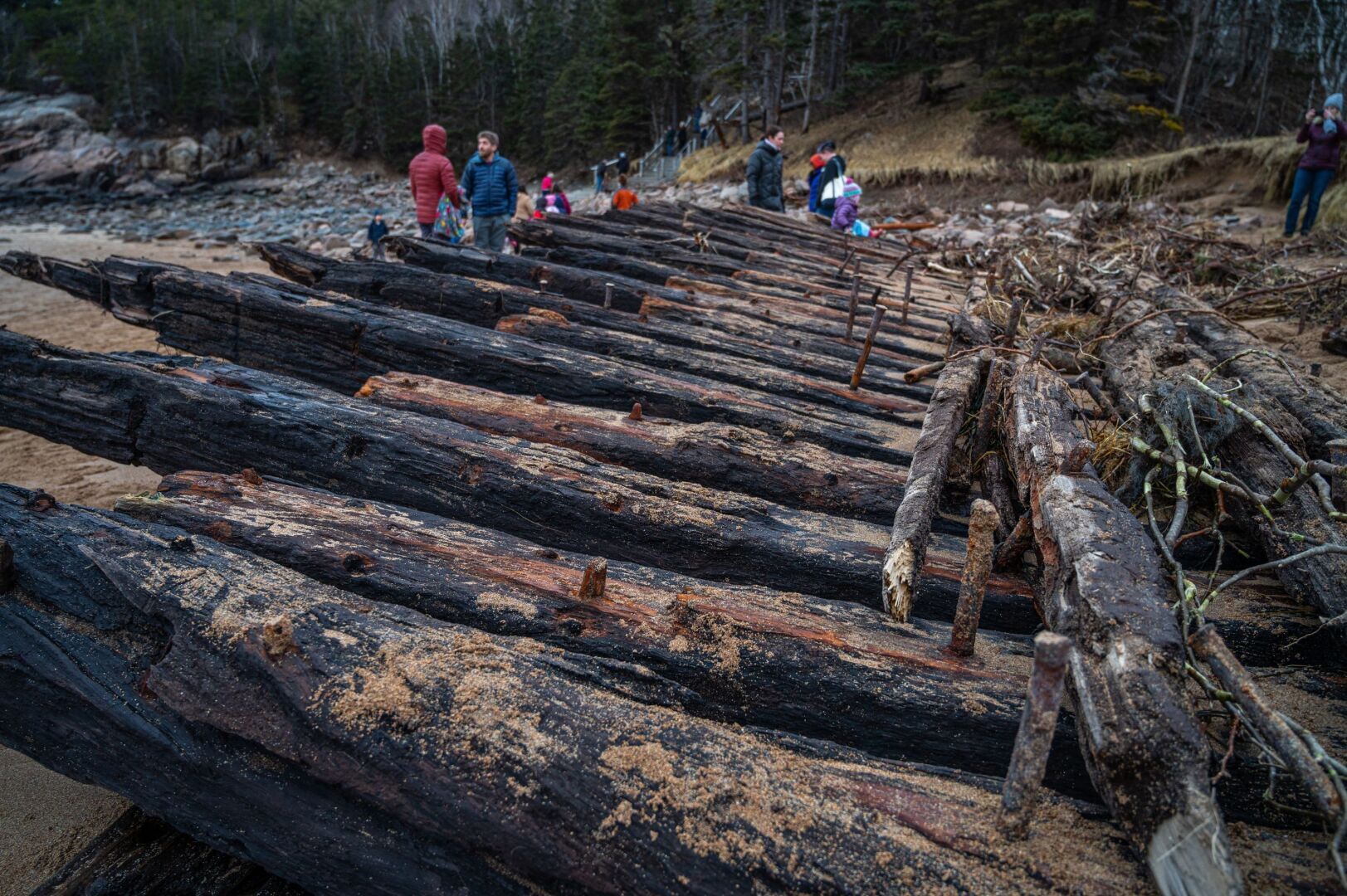 Шторм дает редкую возможность увидеть затонувший 112-летний корабль