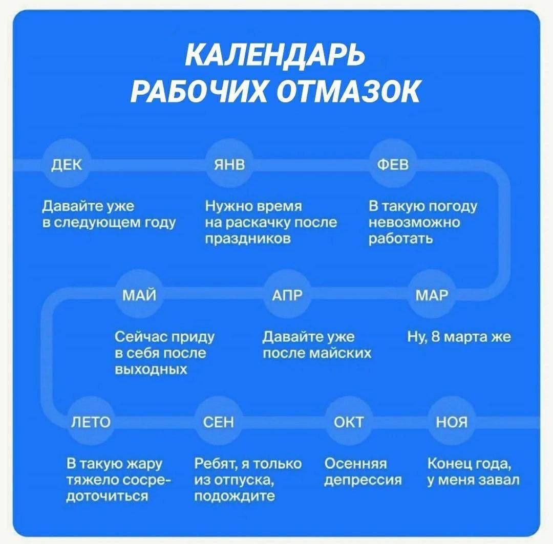 Календарь рабочих отмазок