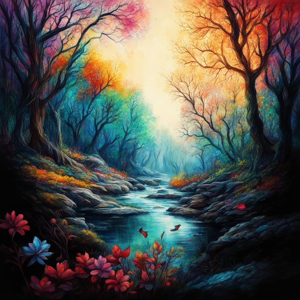 Зачарованная гавань: величественный лес тайн, окруженный высокими горами и спокойными озерами