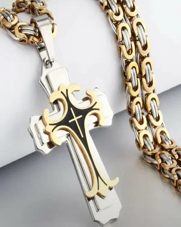 Комплект украшений, длина 55 см, серебряный, золотой