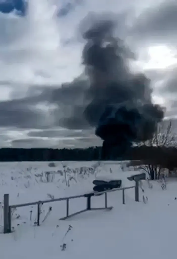 Драматический момент крушения российского военного грузового самолета с 15 людьми на борту