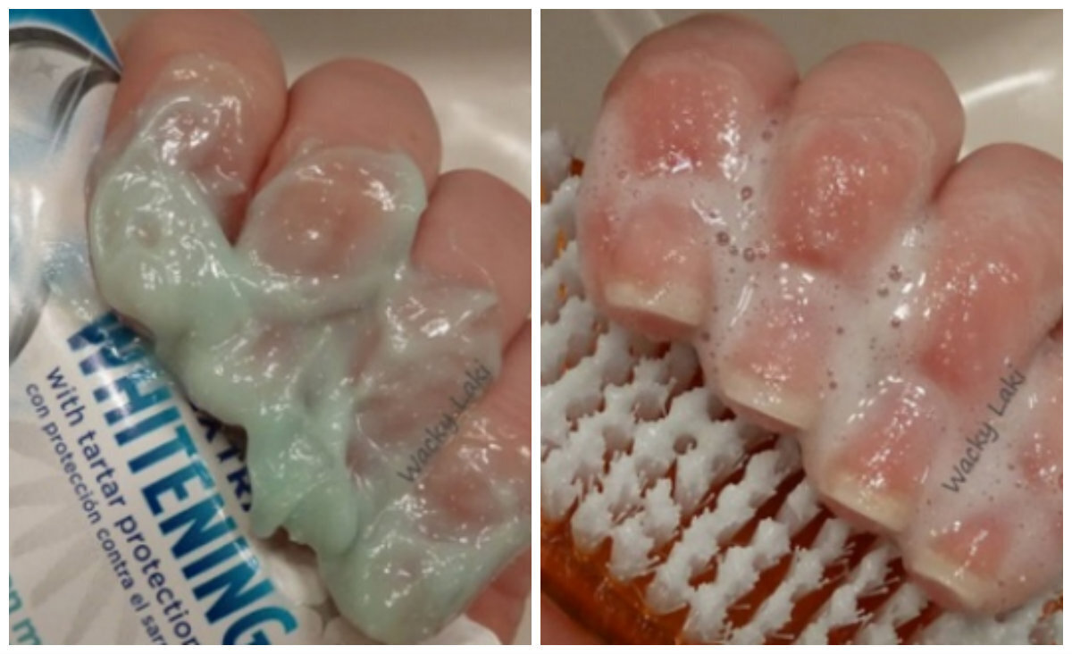 Нанести зубную пасту на ногти и результат невероятен.