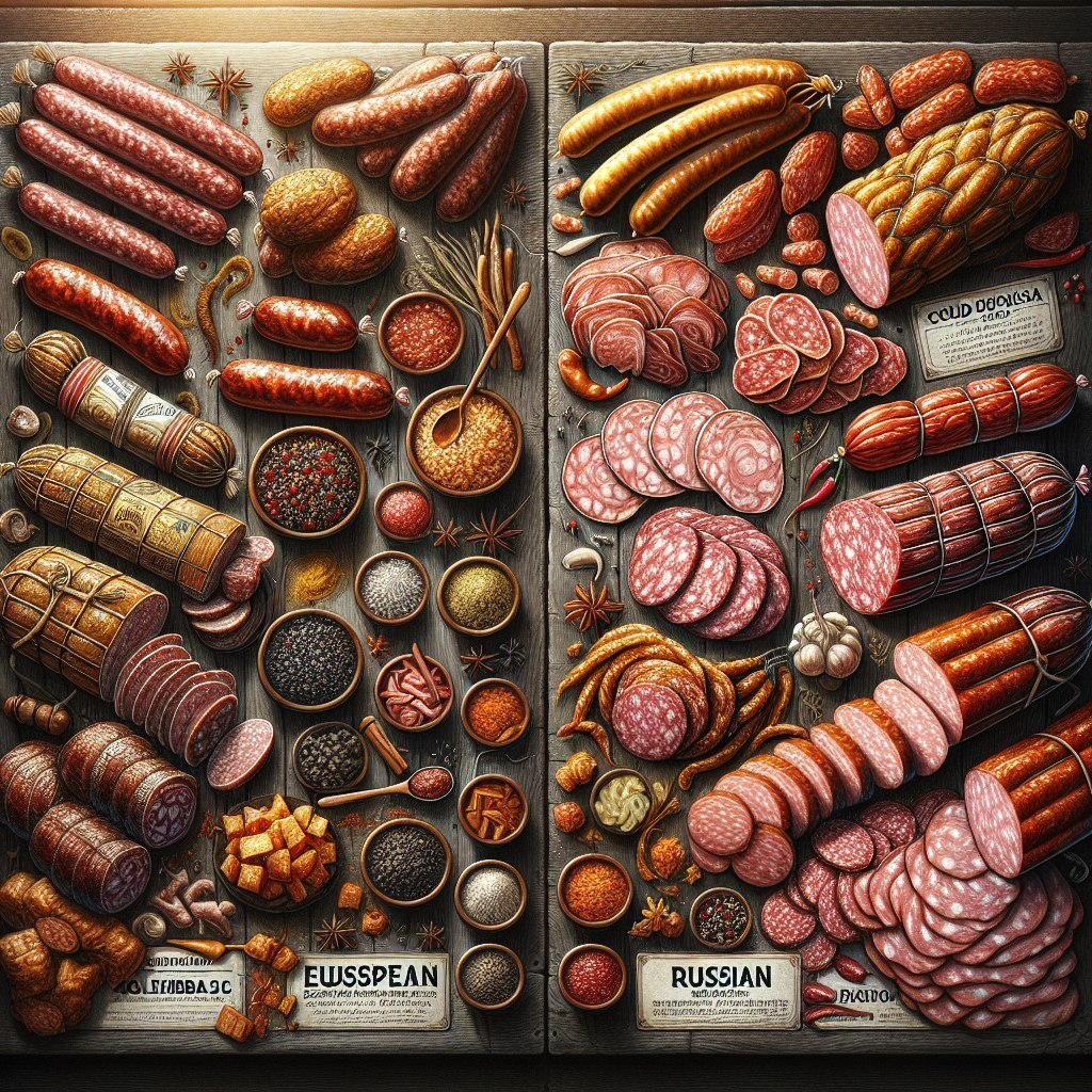 "Гурманская дуэль: кулинарное соперничество между Россией и Европой в искусстве изготовления мясных деликатесов"