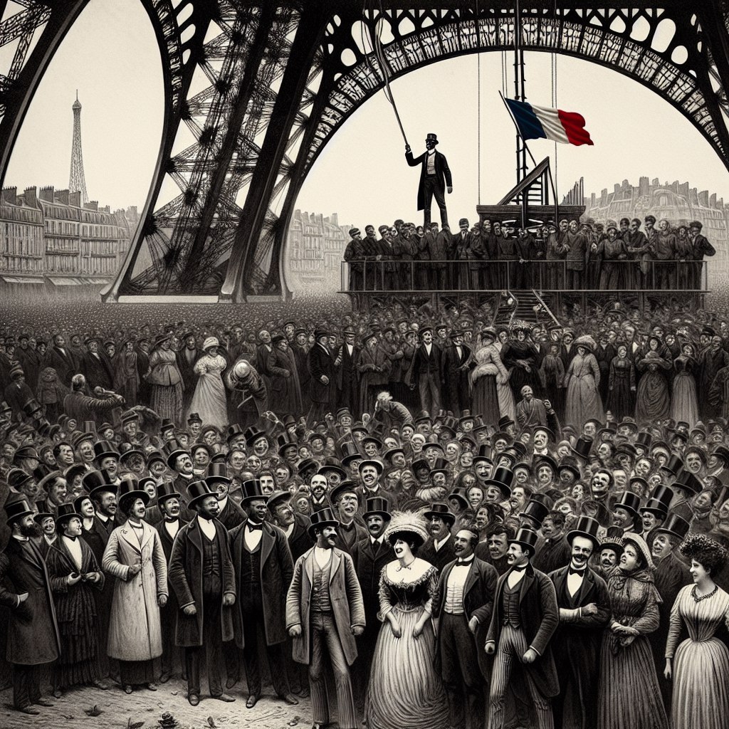 "Железная Леди Парижа: Взмах французского триколора над Эйфелевой башней"
