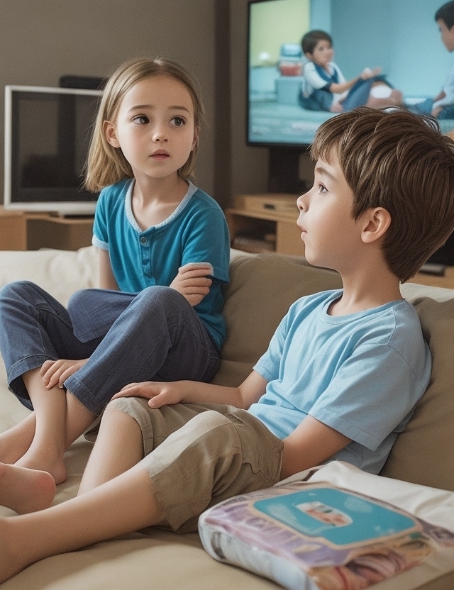 Бу и Кэт смотрят телевизор