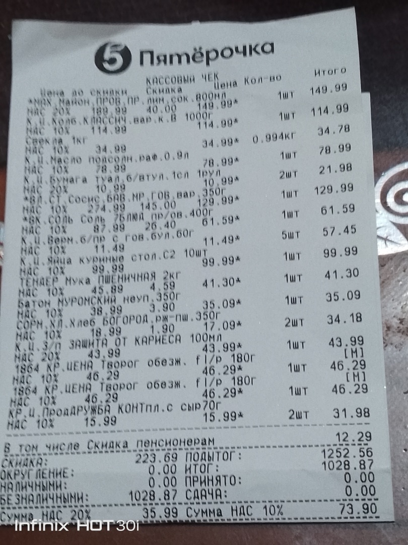 Покупки в «Пятёрочке», и не только. Как ни экономь, кушать-то надо!