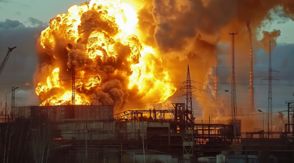 Пожар на российском нефтеперерабатывающем заводе