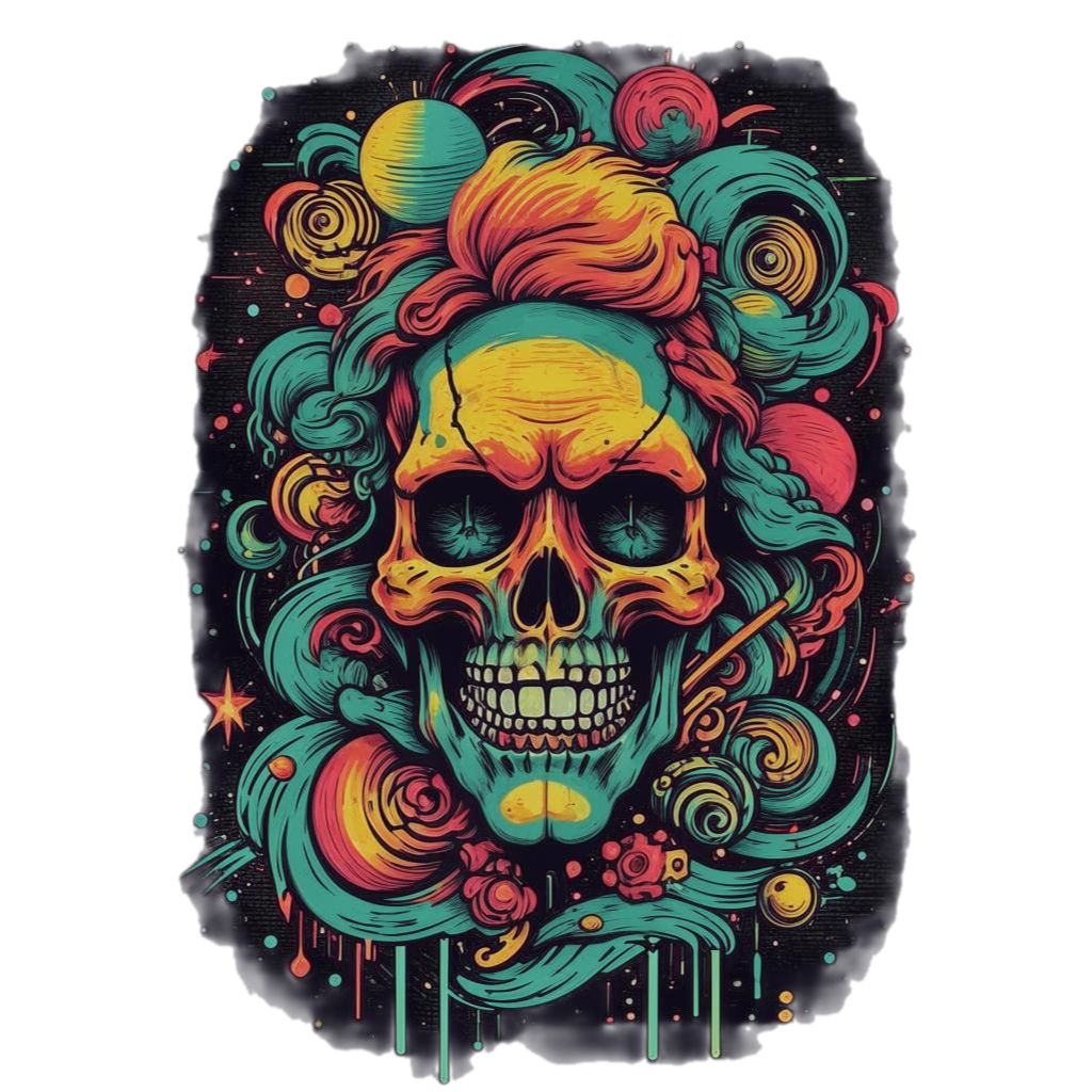 Принт на футболку | Странный Череп под ЛСД)))