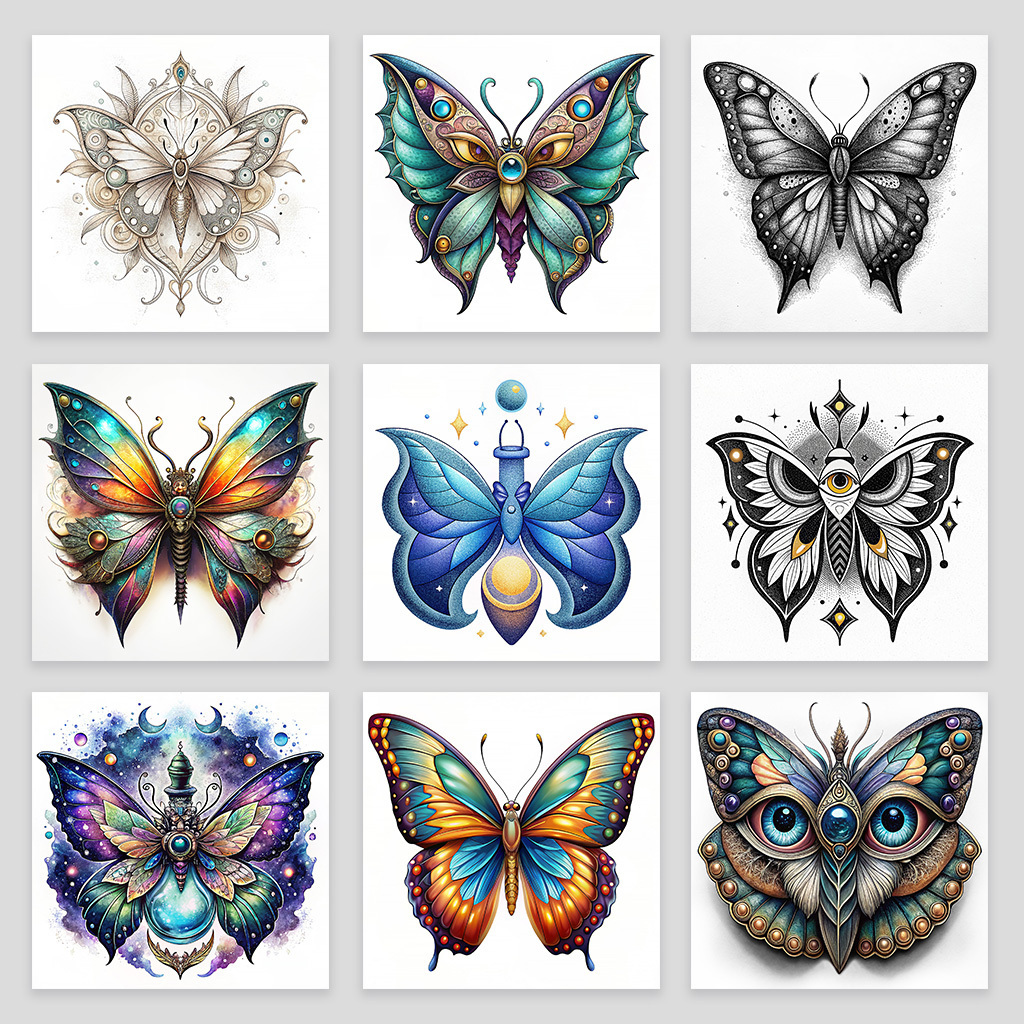 Эскизы крутых татуировок на тему Бабочки
