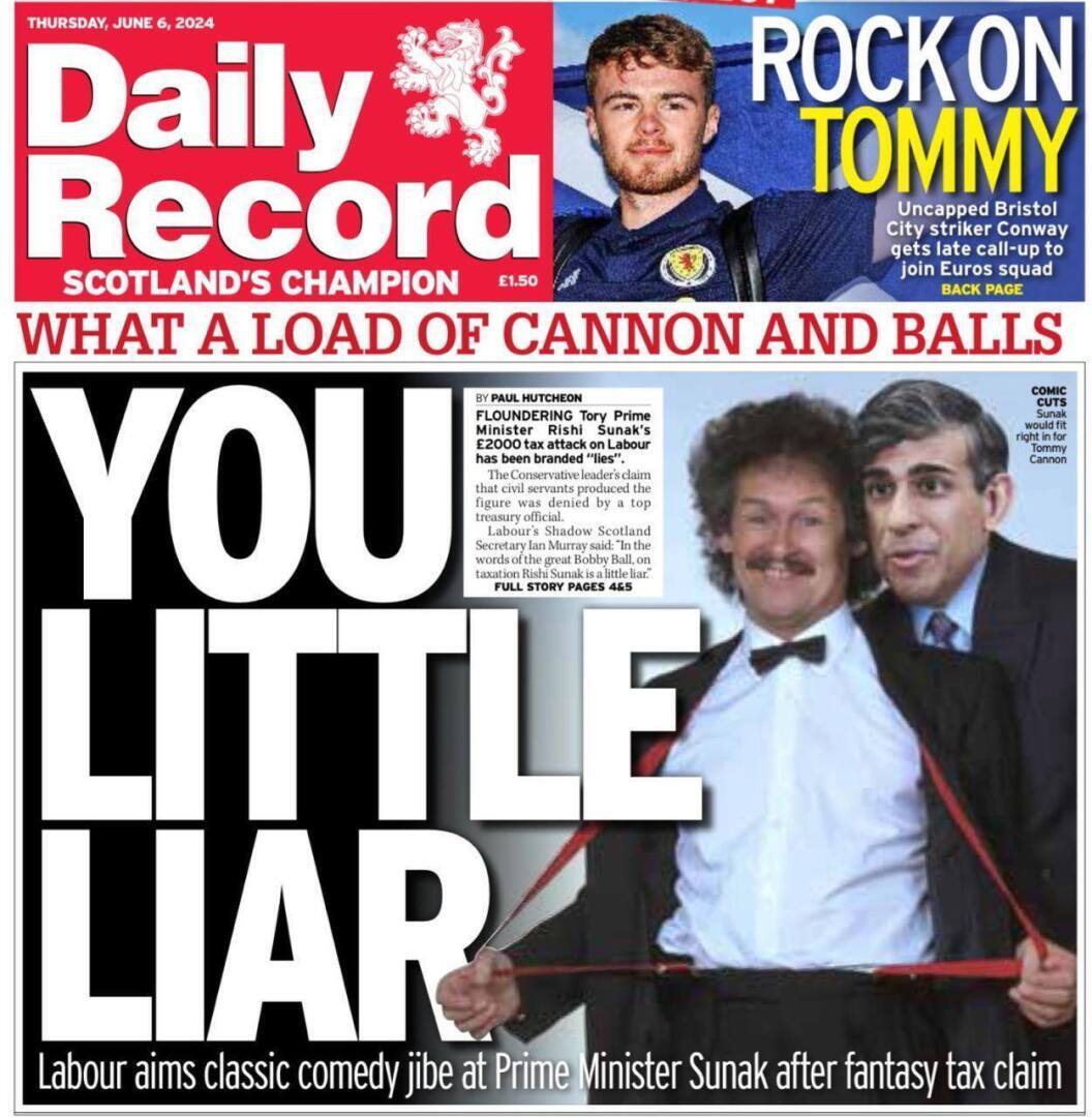 Сунака назвали «маленьким лжецом» на обложке Daily Record