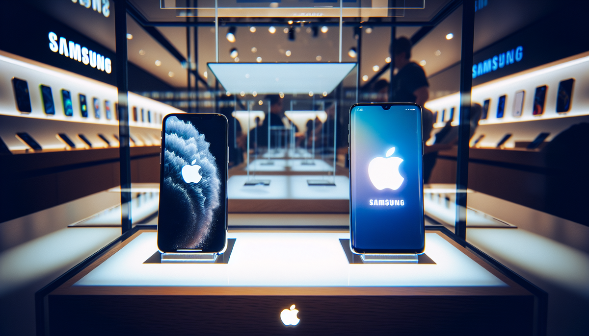 📋 Заголовок: Apple и Samsung анонсируют новые флагманские смартфоны.