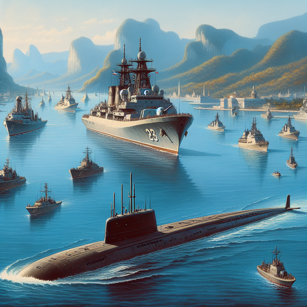 📋 Заголовок: Российские фрегат «Адмирал Горшков» и подводная лодка «Казань» прибыли на Кубу.