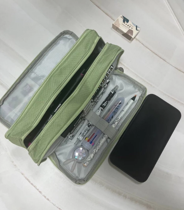 Пенал школьный с 3 отделениями, текстильный