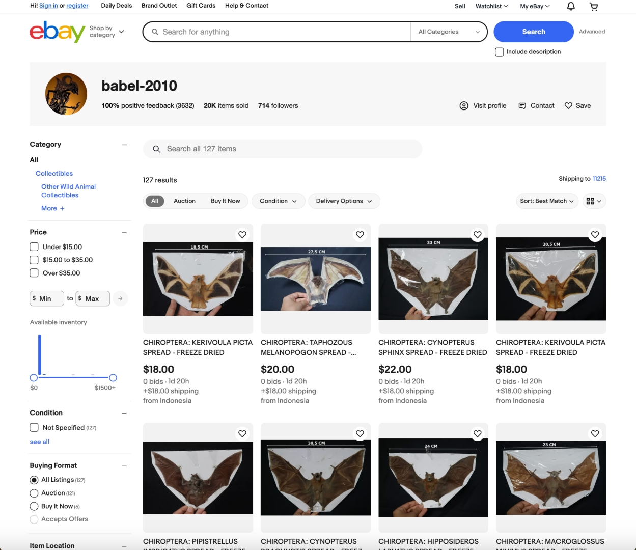 Летучие мыши уже боролись. Теперь они продаются на EBay