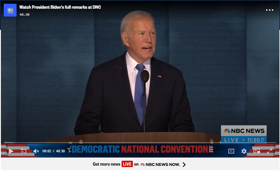 Байден произносит оду Харрис в своей лебединой песне на съезде демократов