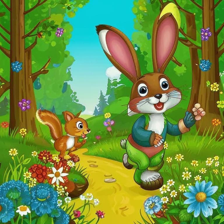 Детская сказка на ночь, о приключении любопытной белочки.