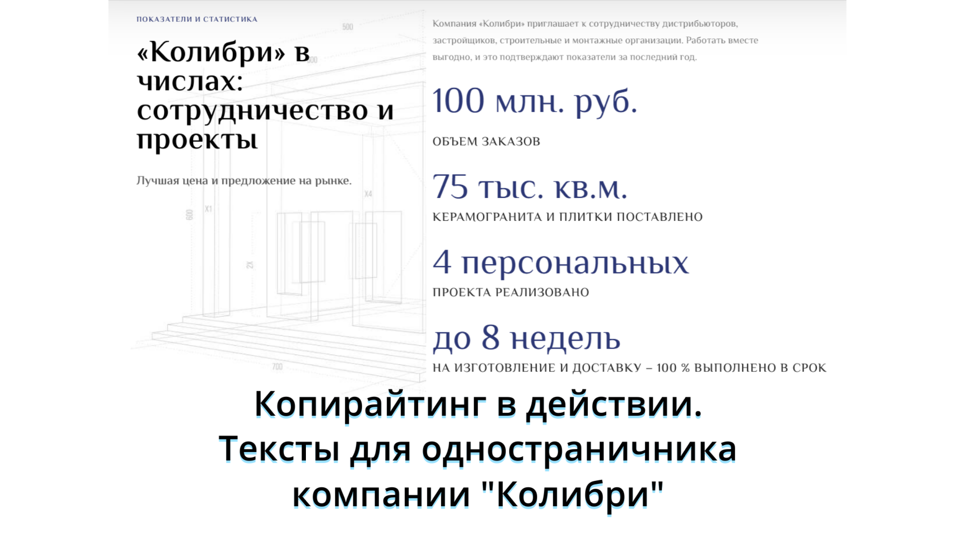 Копирайтинг в действии. Тексты для одностраничника компании «Колибри»
